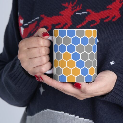 SimDex Logo Hexagons Pattern | Ceramic Mug 11oz - Image 11