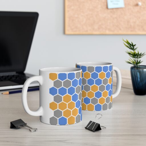 SimDex Logo Hexagons Pattern | Ceramic Mug 11oz - Image 5