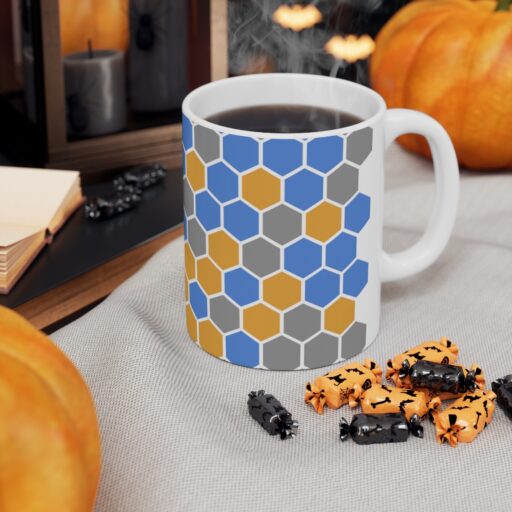 SimDex Logo Hexagons Pattern | Ceramic Mug 11oz - Image 6