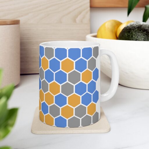 SimDex Logo Hexagons Pattern | Ceramic Mug 11oz - Image 7