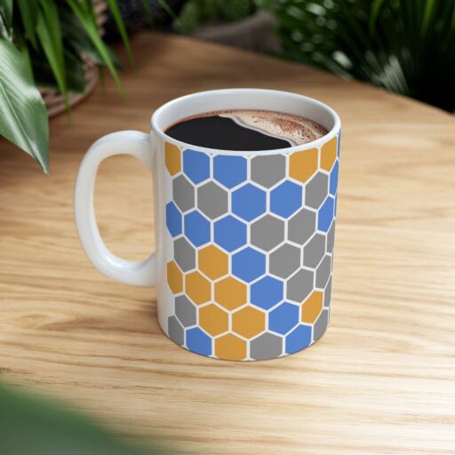 SimDex Logo Hexagons Pattern | Ceramic Mug 11oz - Image 8