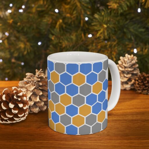 SimDex Logo Hexagons Pattern | Ceramic Mug 11oz - Image 9