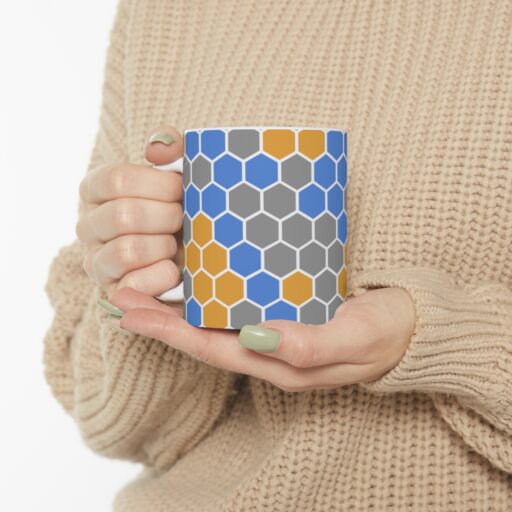 SimDex Logo Hexagons Pattern | Ceramic Mug 11oz - Image 10